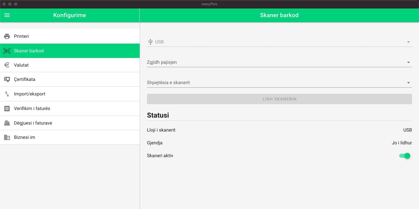 Konfigurimi i Scanner