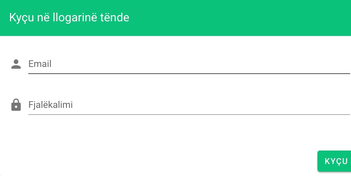 Hyrje në aplikacion - Kredencialet