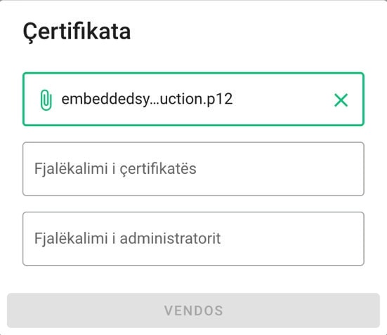 Hyrje në aplikacion - Ngarkimi i certifikates - 2