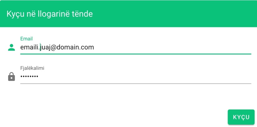 Hyrje në aplikacion - Kredencialet 2